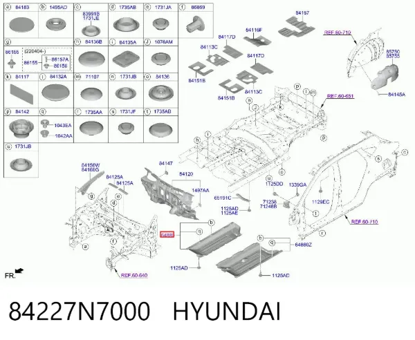Proteção de fundo direita 84227N7000 Hyundai/Kia