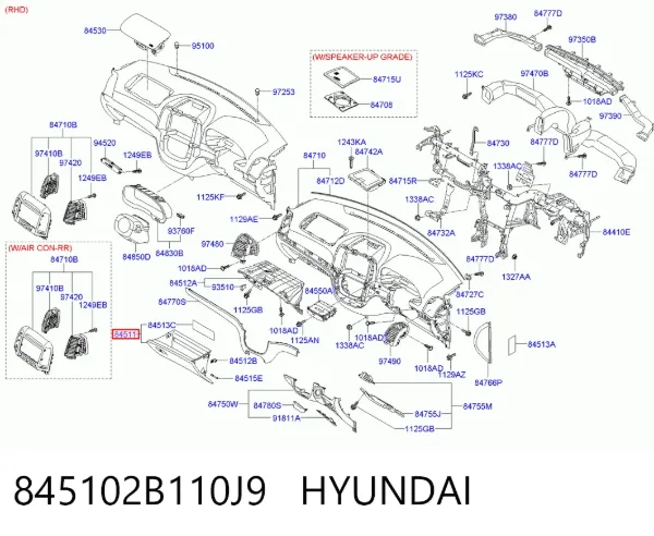 Caixa para porta-luvas (porta-luvas) Hyundai Santa Fe II