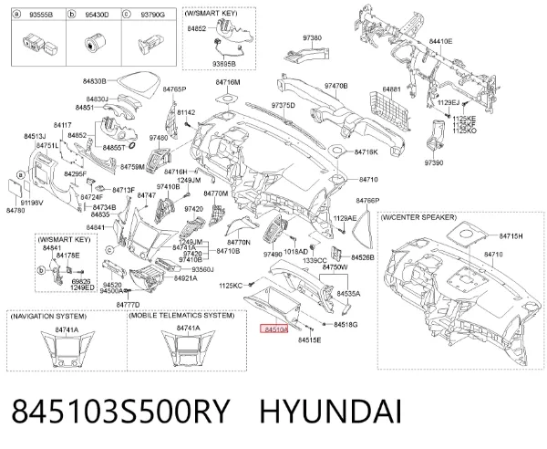 Tampa da caixa para luvas (porta-luvas) Hyundai Sonata VI