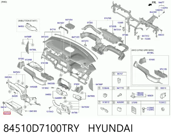 Caixa para porta-luvas (porta-luvas) Hyundai Tucson III