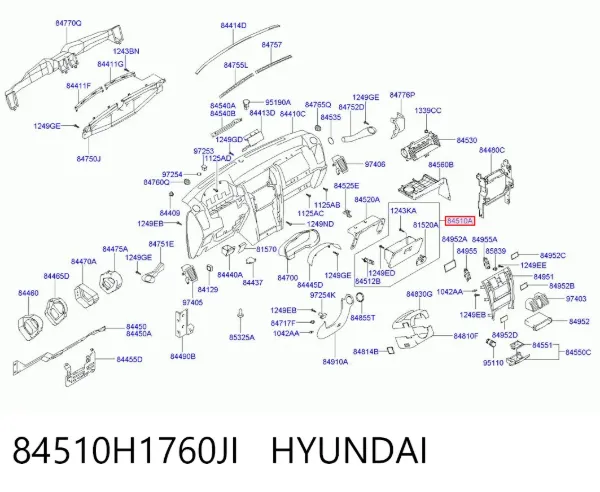 Caixa para porta-luvas (porta-luvas) 84510H1760JI Hyundai/Kia