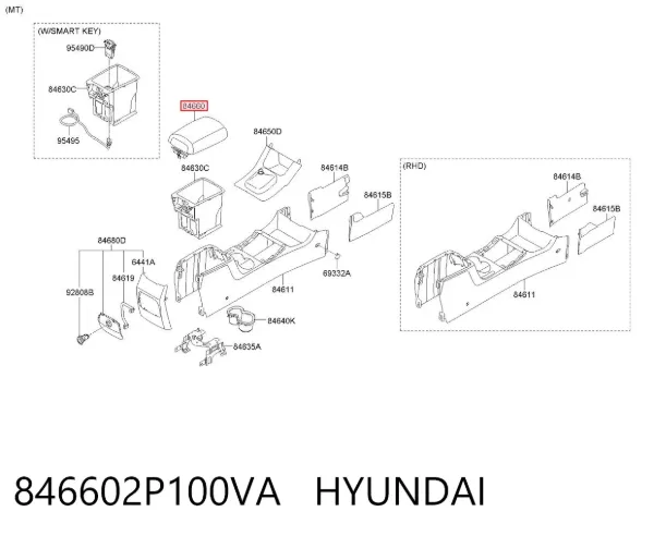Braço de consola central KIA Sorento II