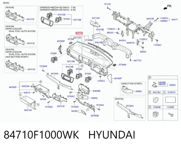 Painel de salão dianteira do "painel de instrumentos" 84710F1000WK Hyundai/Kia
