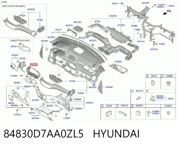 Cobrimento de painel de instrumentos 84830D7AA0ZL5 Hyundai/Kia