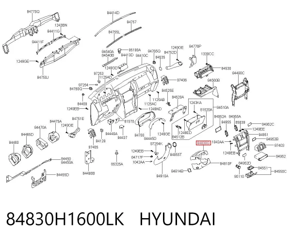 Placa sobreposta da coluna de direção 84830H1600LK Hyundai/Kia