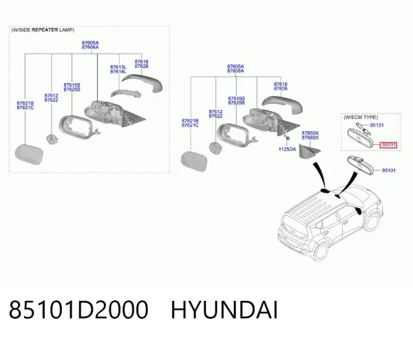 Espelho de salão interno Hyundai KONA OS