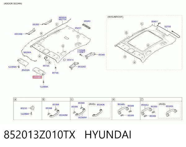 Pala contra o sol 852013Z010TX Hyundai/Kia