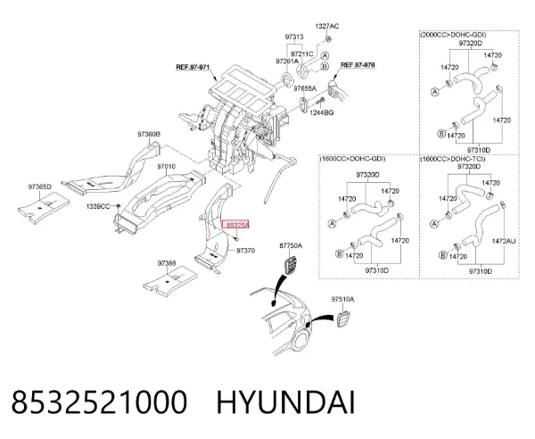 Cápsula (prendedor) de fixação do forro do pára-choque do pára-lama dianteiro 8532521000 Hyundai/Kia