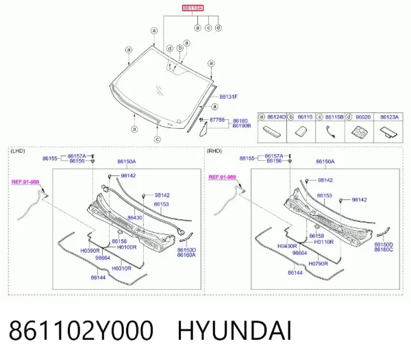 Pára-brisas 861102Y000 Hyundai/Kia