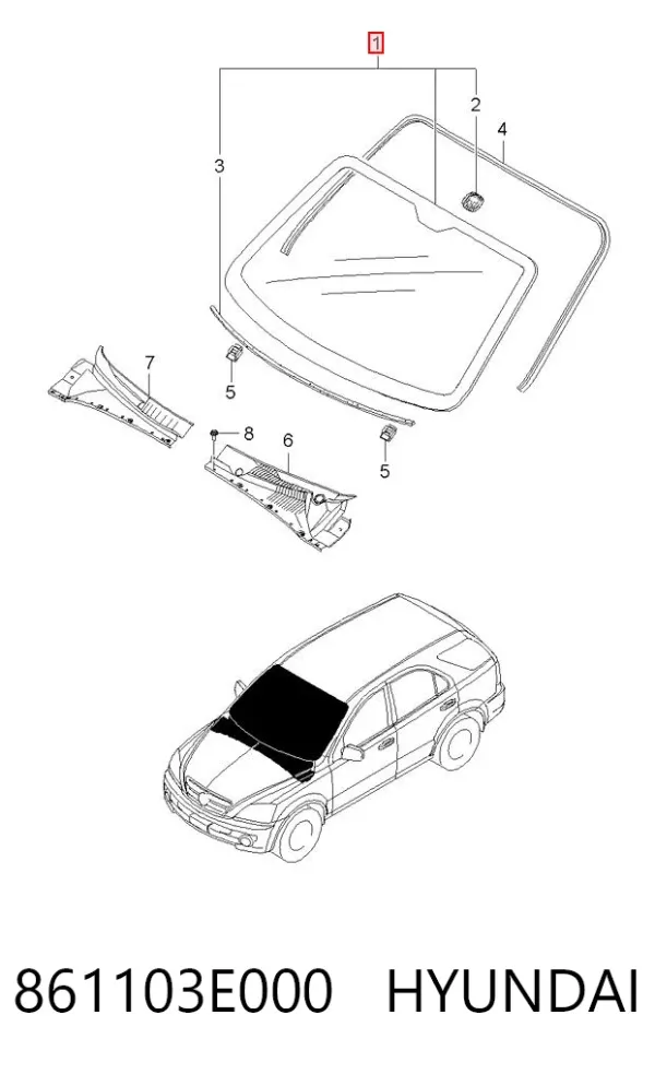 Pára-brisas 861103E000 Hyundai/Kia