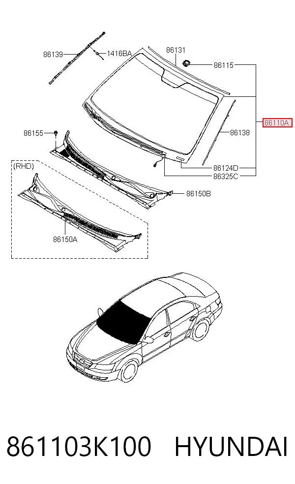 Pára-brisas Hyundai Sonata V