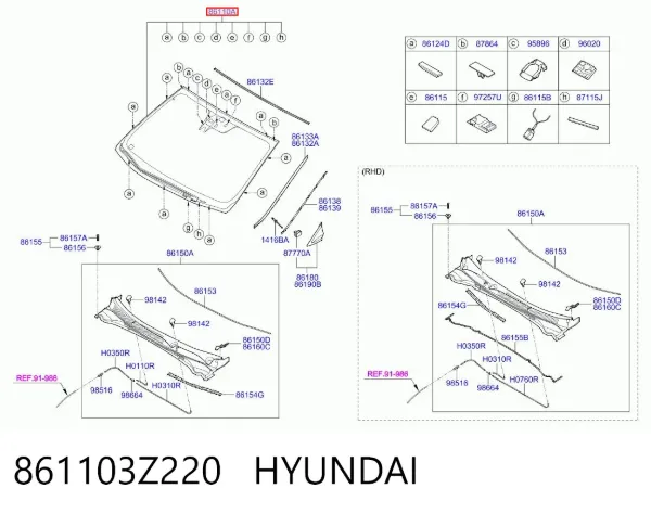 Pára-brisas 861103Z220 Hyundai/Kia