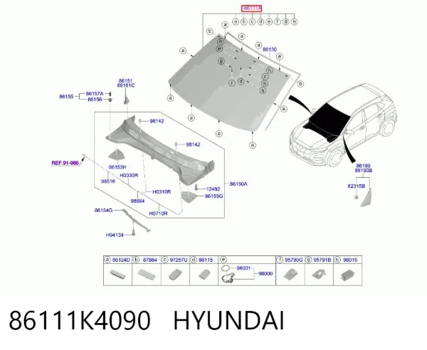 Pára-brisas 86111K4090 Hyundai/Kia