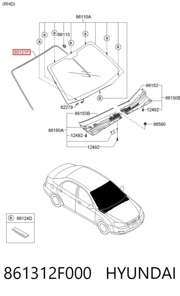 Moldura de pára-brisas KIA Cerato I