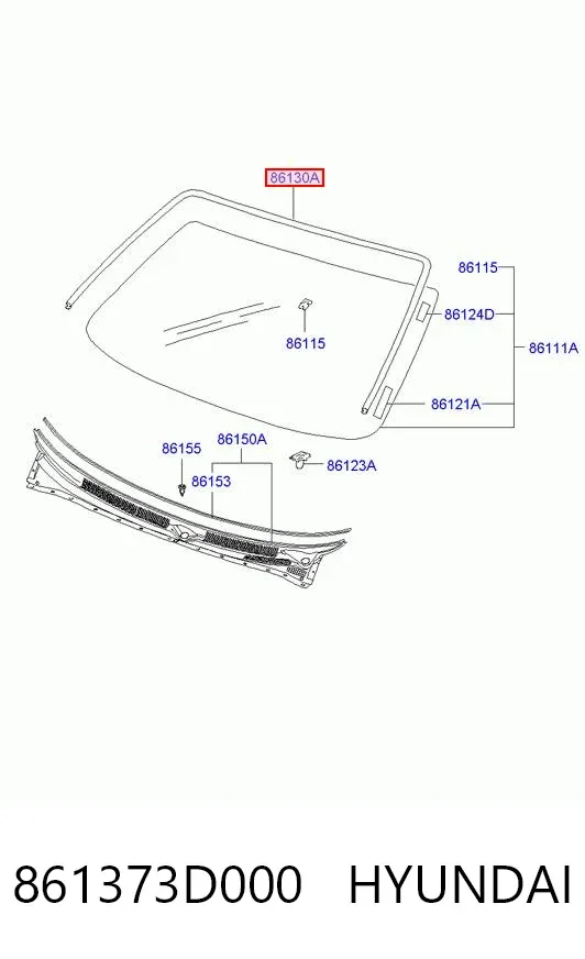 Moldura de pára-brisas Hyundai Sonata IV