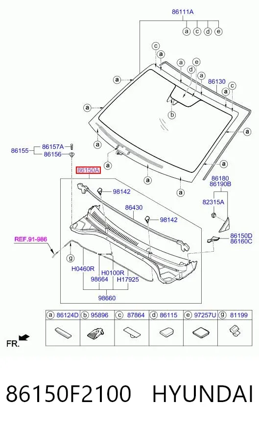 Moldura inferior de pára-brisas 86150F2100 Hyundai/Kia