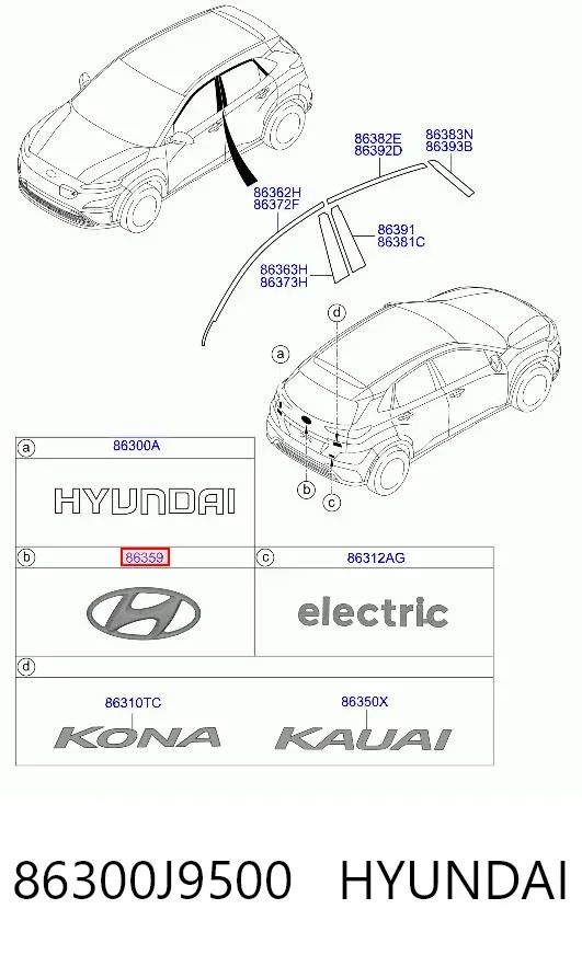 Emblema de tampa de porta-malas (emblema de firma) Hyundai KONA OS