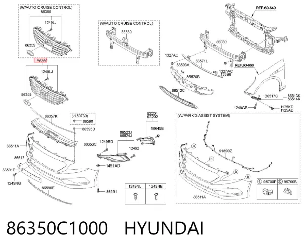 Grelha do radiador Hyundai Sonata VII