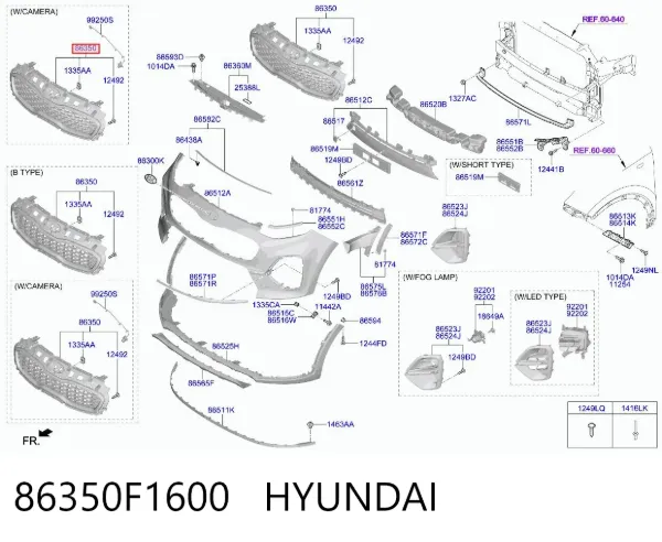 Grelha do radiador 86350F1600 Hyundai/Kia