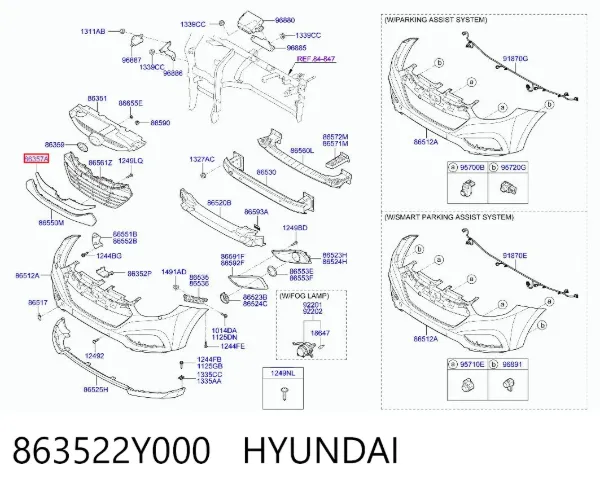 Moldura superior de grelha do radiador 863522Y000 Hyundai/Kia