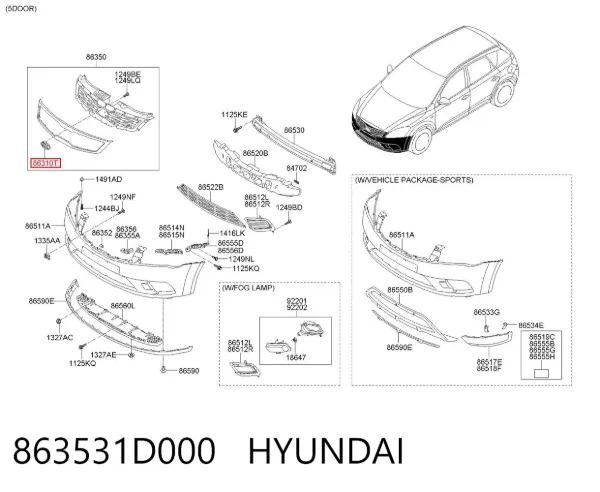 Emblema de grelha do radiador 863531D000 Hyundai/Kia