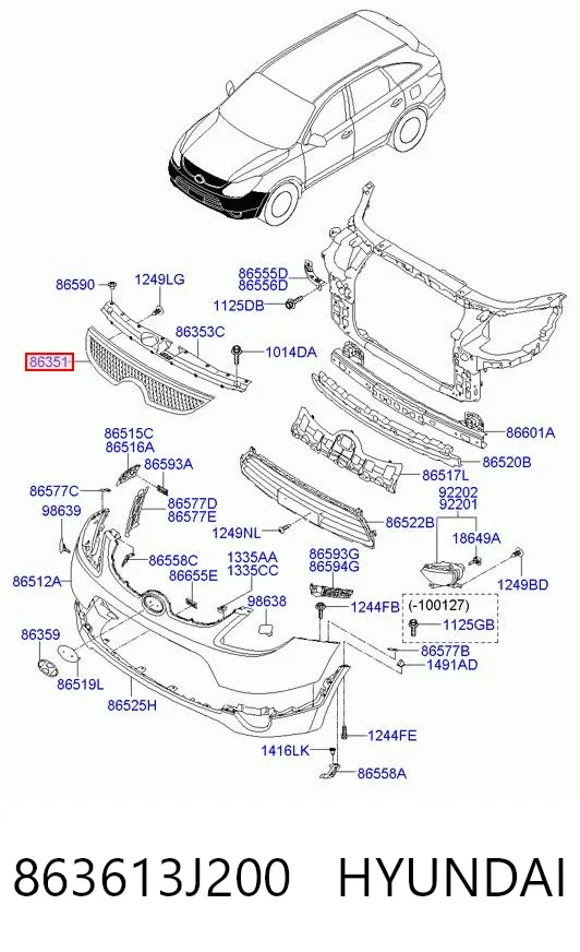 Grelha do radiador 863613J200 Hyundai/Kia
