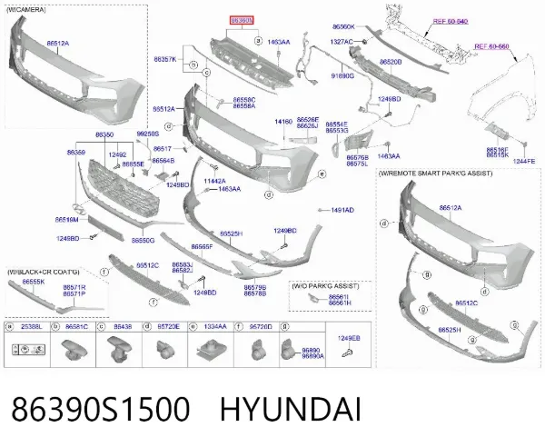 Moldura superior de grelha do radiador 86390S1500 Hyundai/Kia