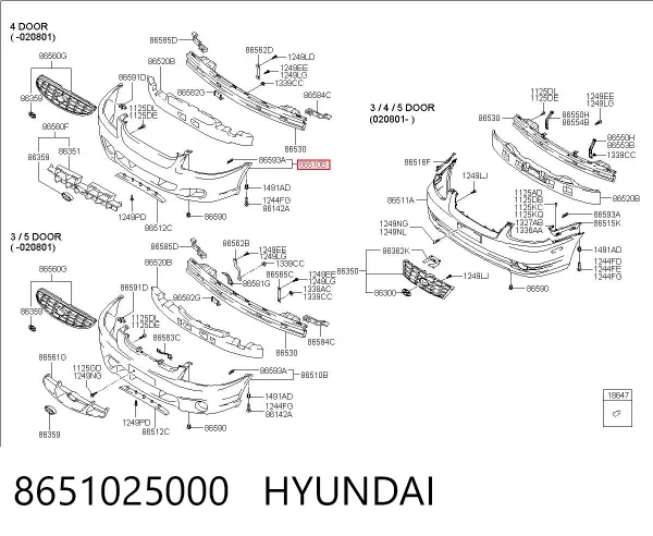 Pára-choque dianteiro 8651025000 Hyundai/Kia