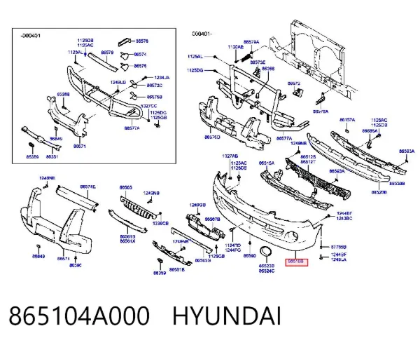 Pára-choque dianteiro 865104A000 Hyundai/Kia