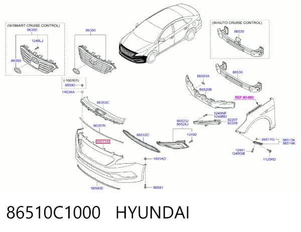 Pára-choque dianteiro 86510C1000 Hyundai/Kia
