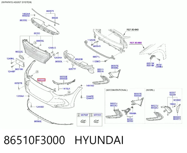 Pára-choque dianteiro 86510F3000 Hyundai/Kia