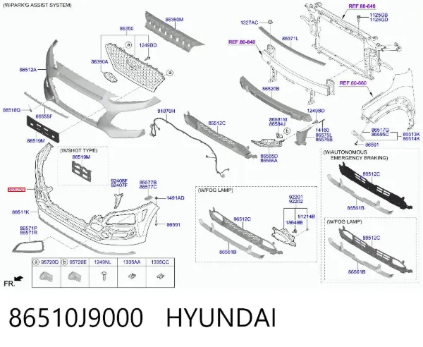 Pára-choque dianteiro 86510J9000 Hyundai/Kia