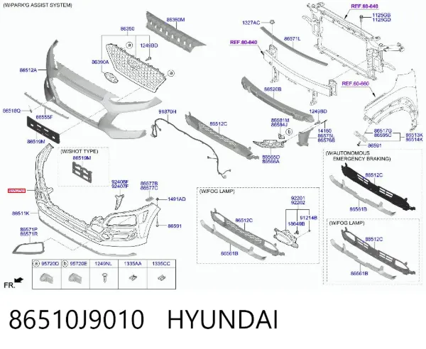 Pára-choque dianteiro 86510J9010 Hyundai/Kia