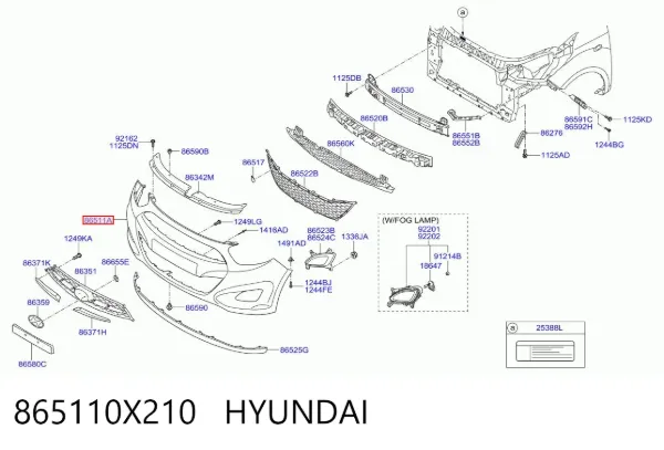 Pára-choque dianteiro 865110X210 Hyundai/Kia
