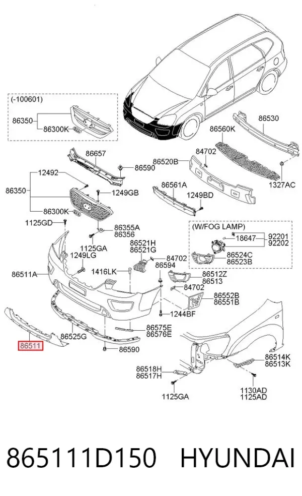 Pára-choque dianteiro 865111D150 Hyundai/Kia
