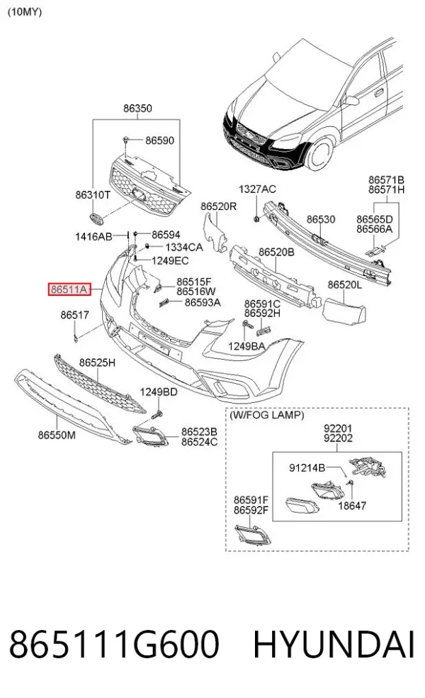 Pára-choque dianteiro 865111G600 Hyundai/Kia