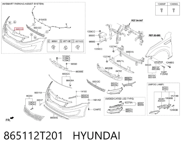 Pára-choque dianteiro 865112T201 Hyundai/Kia