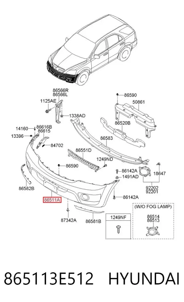 Pára-choque dianteiro 865113E512 Hyundai/Kia