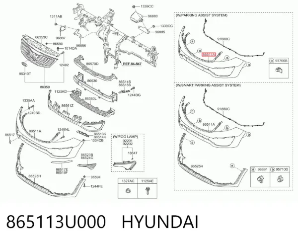Pára-choque dianteiro 865113U000 Hyundai/Kia