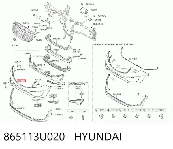 Pára-choque dianteiro 865113U020 Hyundai/Kia
