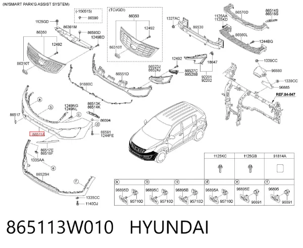 Pára-choque dianteiro 865113W010 Hyundai/Kia