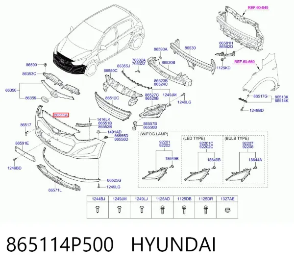 Pára-choque dianteiro 865114P500 Hyundai/Kia