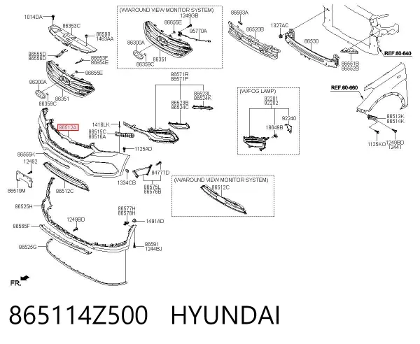 Pára-choque dianteiro 865114Z500 Hyundai/Kia