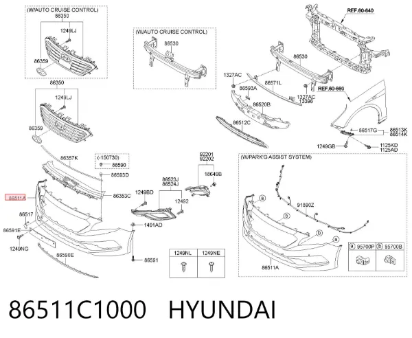 Pára-choque dianteiro 86511C1000 Hyundai/Kia