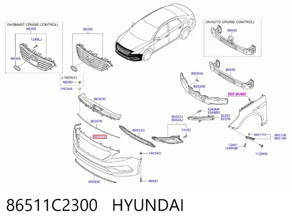 Pára-choque dianteiro 86511C2300 Hyundai/Kia