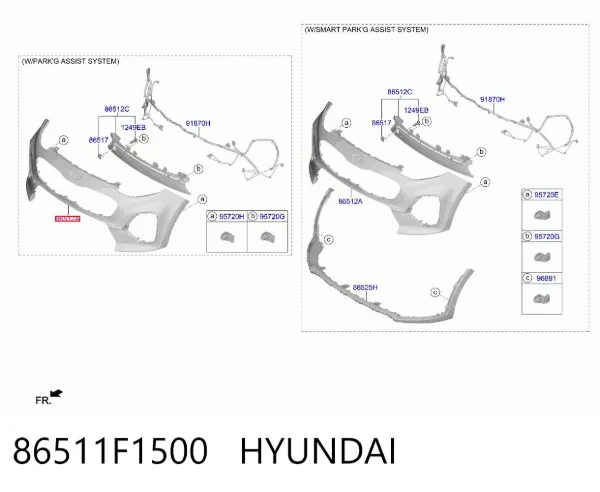 Pára-choque dianteiro, parte superior 86511F1500 Hyundai/Kia