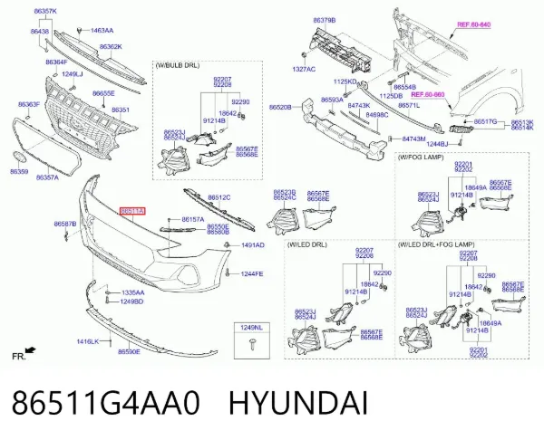 Pára-choque dianteiro 86511G4AA0 Hyundai/Kia
