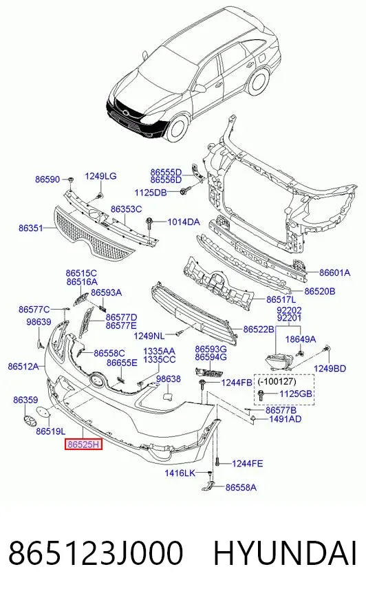 Pára-choque dianteiro, parte inferior 865123J000 Hyundai/Kia