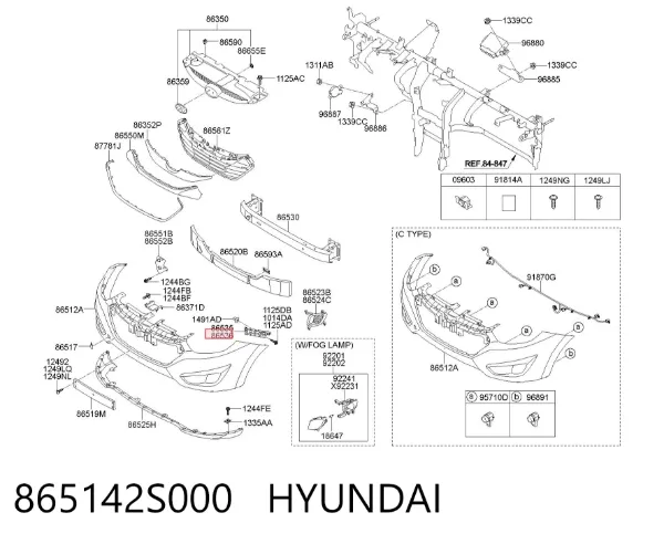 Consola do pára-choque dianteiro direito 865142S000 Hyundai/Kia