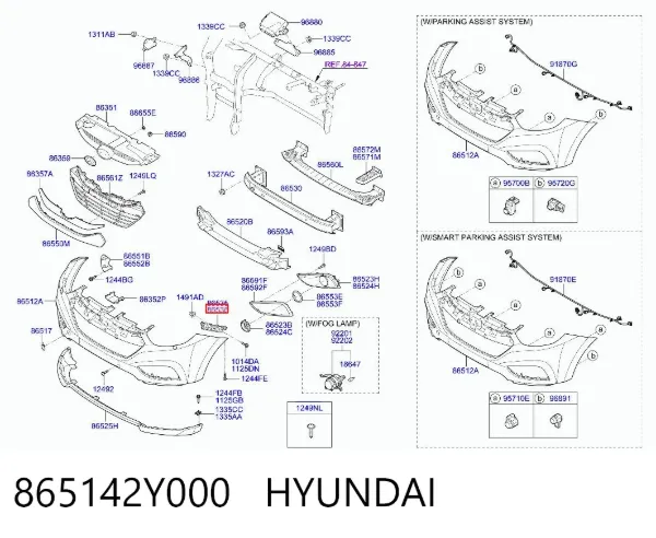 Consola do pára-choque dianteiro direito 865142Y000 Hyundai/Kia